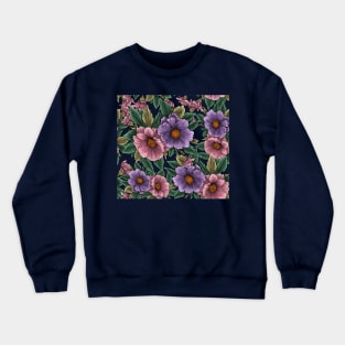 Lilac and pink flowers with green leaves. Crewneck Sweatshirt